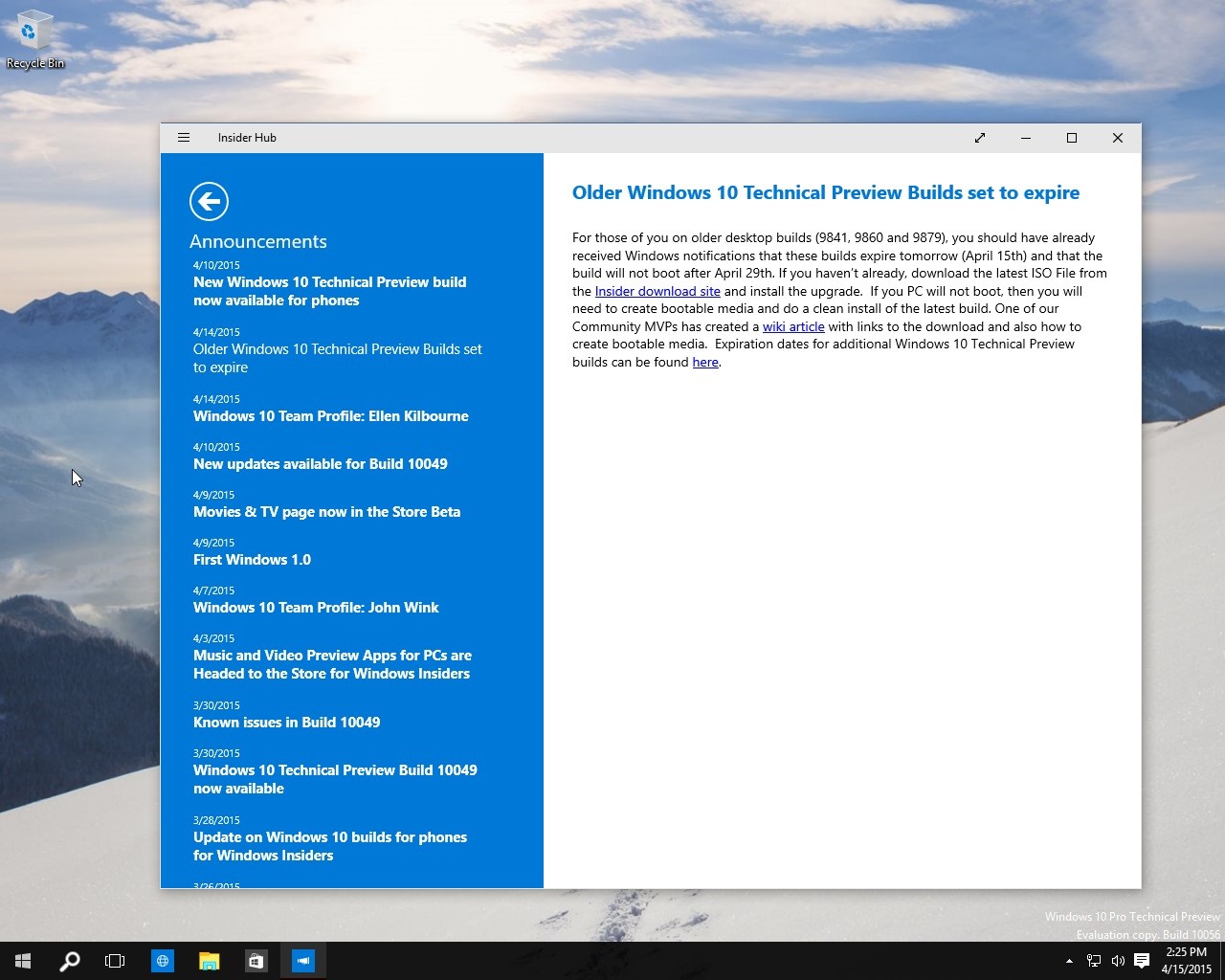 ｢Windows 10｣の古いテクニカルプレビュー版、4月29日以降は起動しなくなるので注意