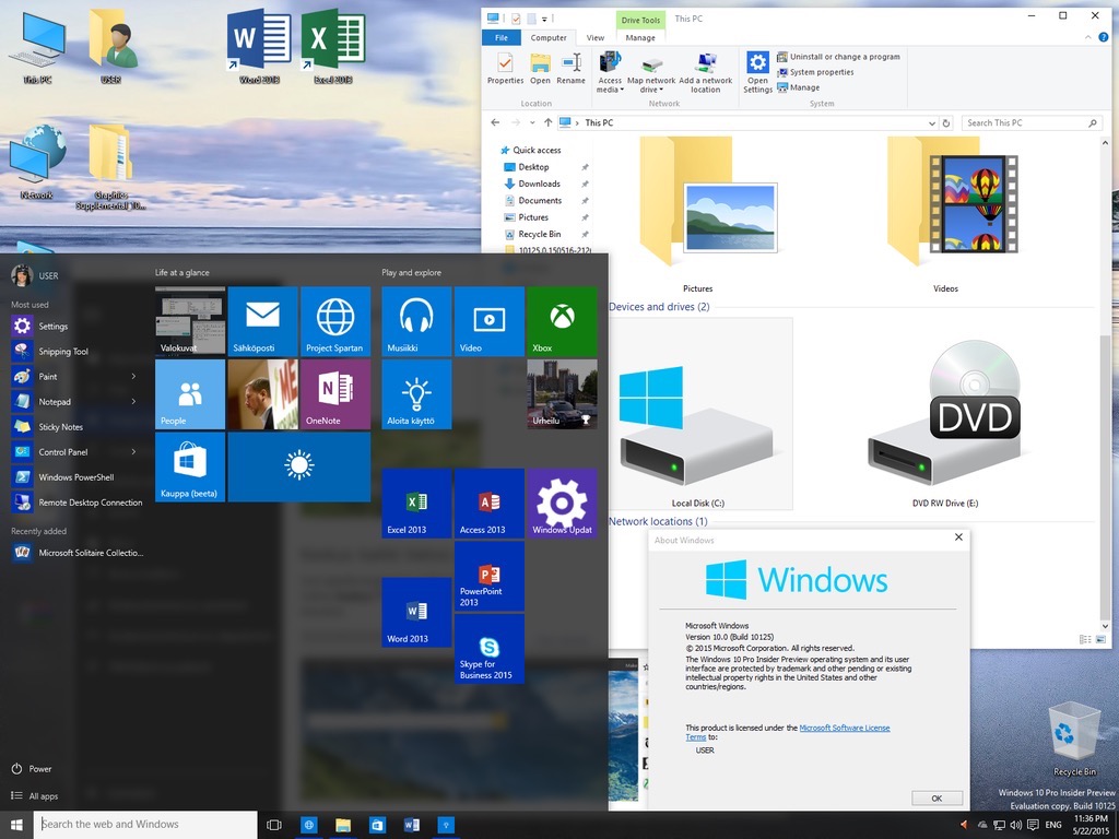 ｢Windows 10 build 10125｣のスクリーンショットが流出 ｰ 各種アイコンのデザイン刷新