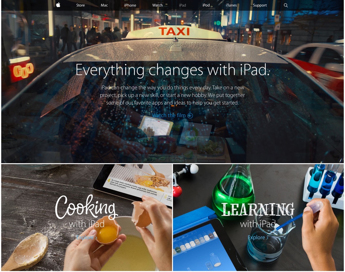 米Apple、5つのジャンルで｢iPad｣の活用方法を紹介する｢Everything changes with iPad｣を公開
