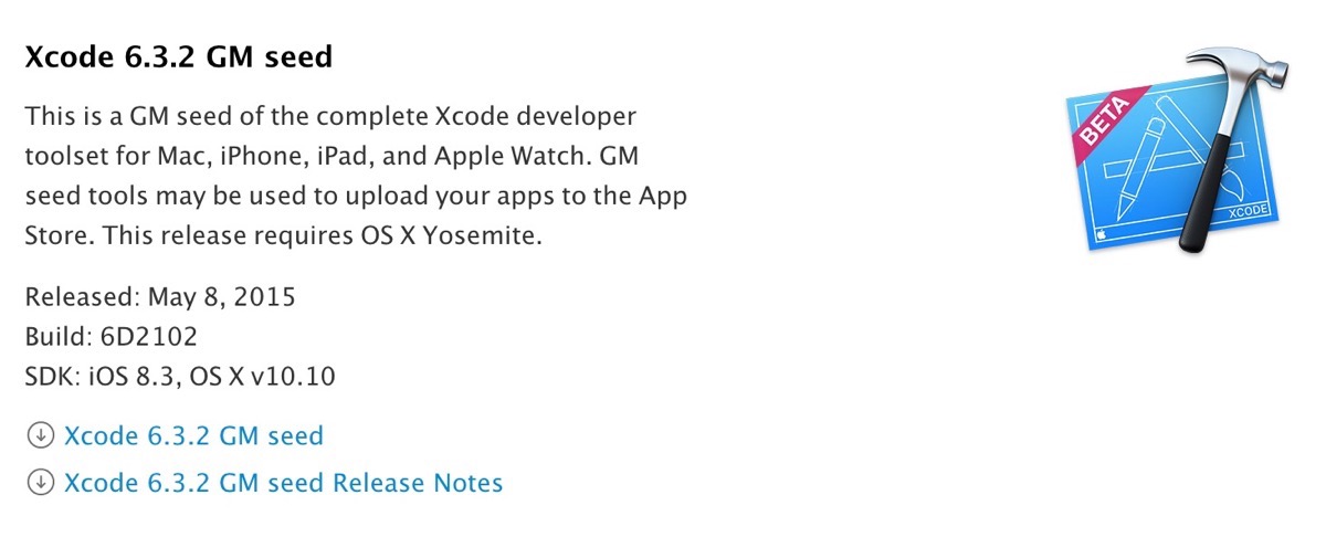Apple、開発者に対し｢Xcode 6.3.2 GM｣をリリース