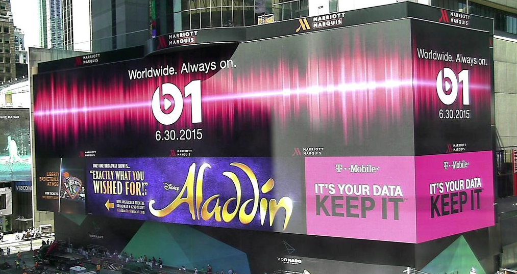 Apple、米ニューヨークのタイムズスクエアに｢Beats 1｣の広告を掲示