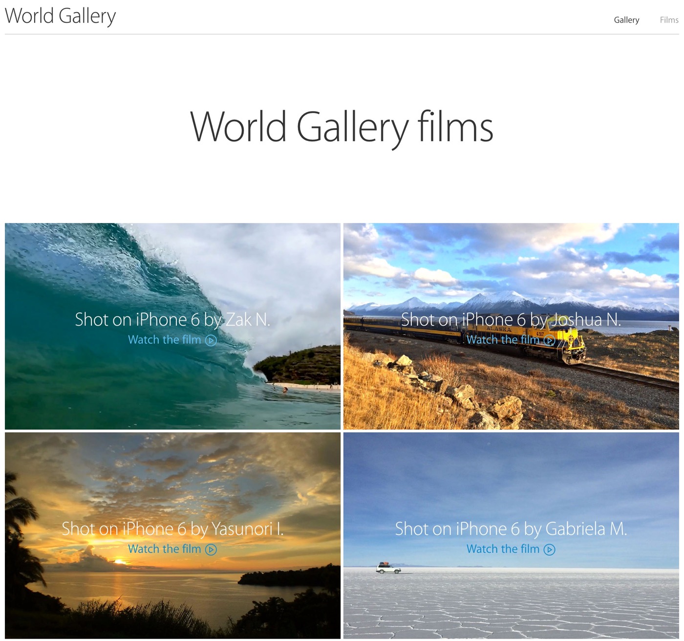 米Apple、｢iPhone 6｣で撮影した映像を紹介する｢World Gallery films｣で新たに5本の映像を公開