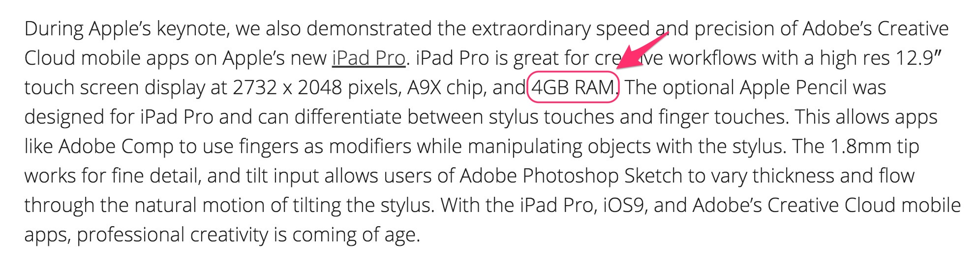 ｢iPad Pro｣のRAMは4GBである事が明らかに