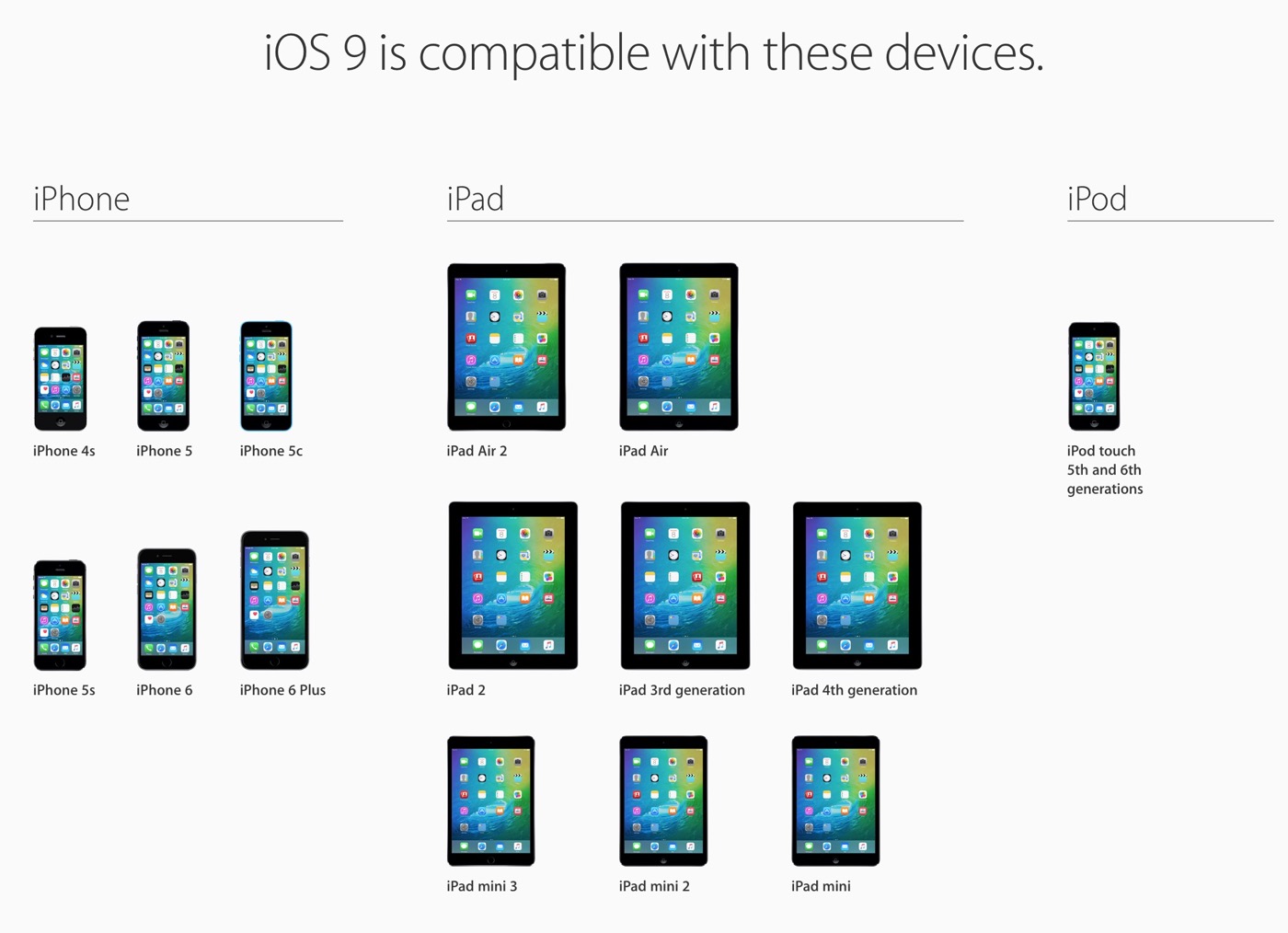｢iPod touch (第6世代)｣がようやく｢iOS 9｣の対応デバイス一覧に追加される