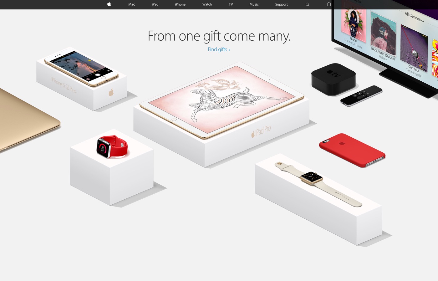 米Apple、ホリデーシーズンのプレゼントにオススメの商品をまとめた特集ページを公開