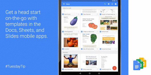 Google、｢ドキュメント｣｢スプレッドシート｣｢スライド｣の各アプリでテンプレート機能を提供開始