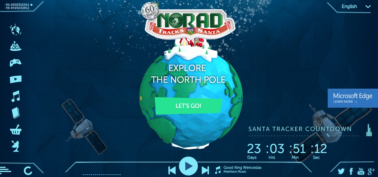 毎年恒例!! NORADによるサンタクロース追跡作戦｢NORAD Tracks Santa｣のサイトがオープン