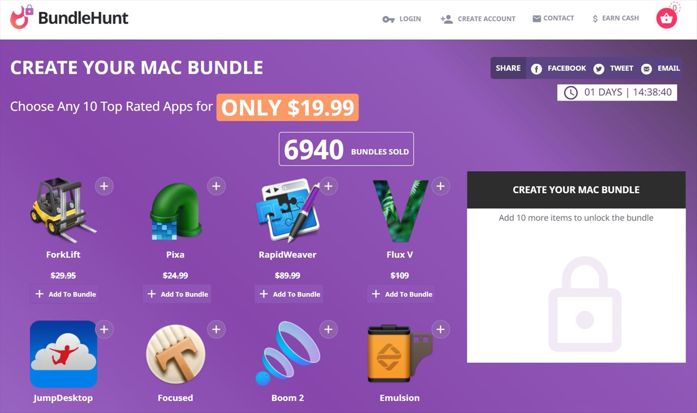 BundleHunt、Mac向けアプリ10本を約2,400円で販売する｢CREATE YOUR MAC BUNDLE｣のセールを開催中