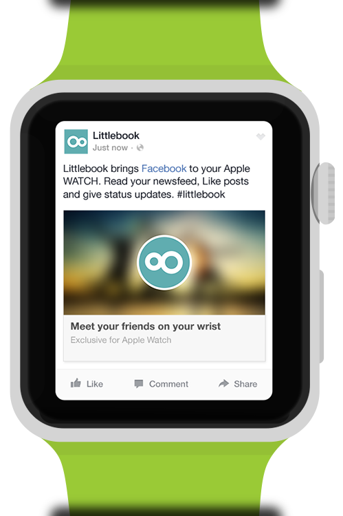｢Apple Watch｣上で｢Facebook｣のニュースフィードを閲覧したり、”いいね”出来るアプリ『Littlebook』