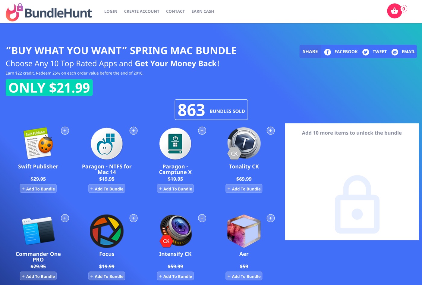 BundleHunt、38本のMac向けアプリから好きなアプリ10本を21.99ドルで購入出来るセールを開催中