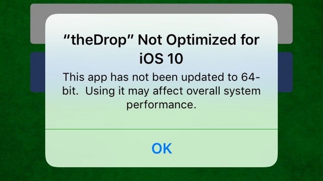 ｢iOS 10｣では32bitアプリに対し警告が表示されるように