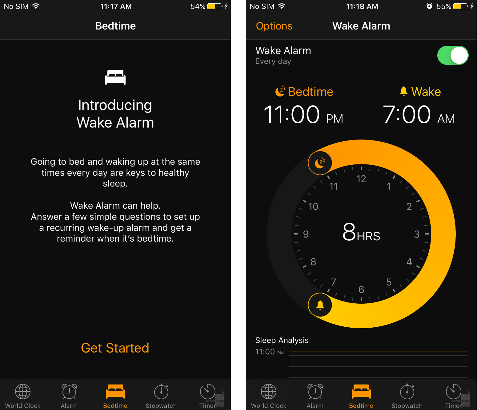 ｢iOS 10｣の｢時計｣アプリはダークカラーのUIを採用 − 新たなアラーム機能も搭載
