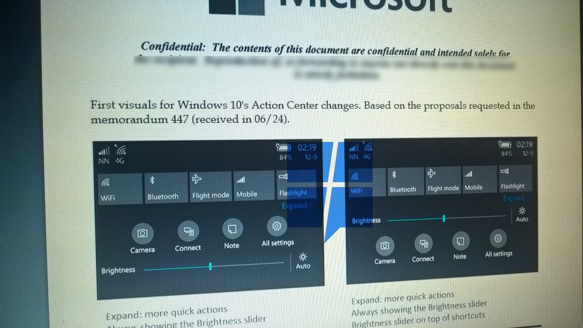Microsoft、｢Windows 10 Mobile｣のアクションセンターのUIの改良を検討中か ｰ 内部資料が流出