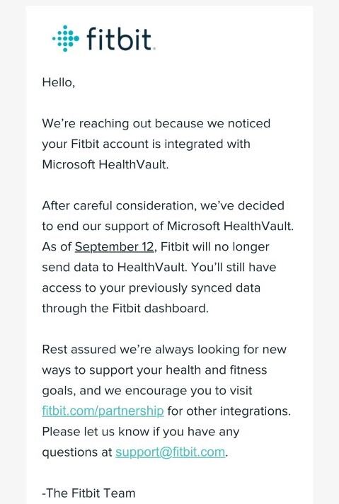 Fitbit、9月12日をもって｢Microsoft HealthVault｣のサポートを終了へ