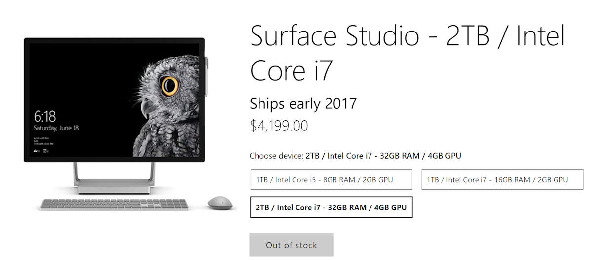 ｢Surface Studio｣、公式オンラインストアでの初回受注分が完売 ｰ 現在の出荷予定時期は｢来年初め｣に