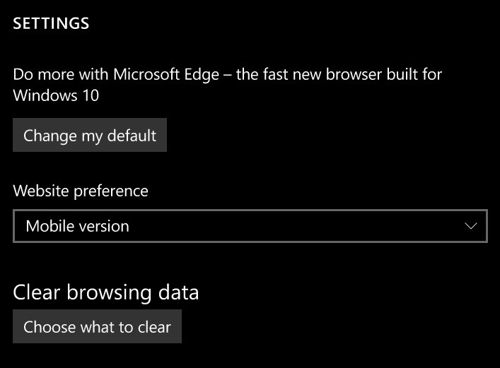 【Windows 10 Mobile】Redstone 2ではデフォルトのブラウザを変更可能に