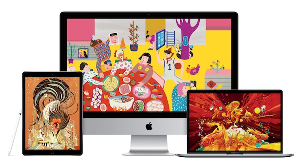 Apple、旧正月を前に中国などの公式サイトで複数のアーティストがiPadやMacで作成した壁紙を公開