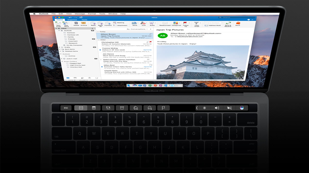 ｢Outlook 2016 for Mac｣、｢MacBook Pro｣のTouch Barを正式にサポート