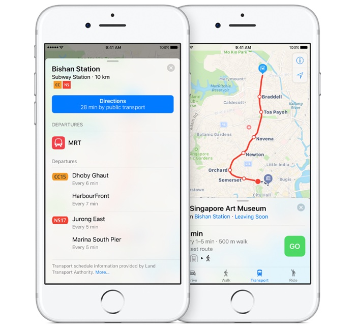 Appleの｢マップ｣アプリの乗換案内機能、シンガポールでも利用可能に
