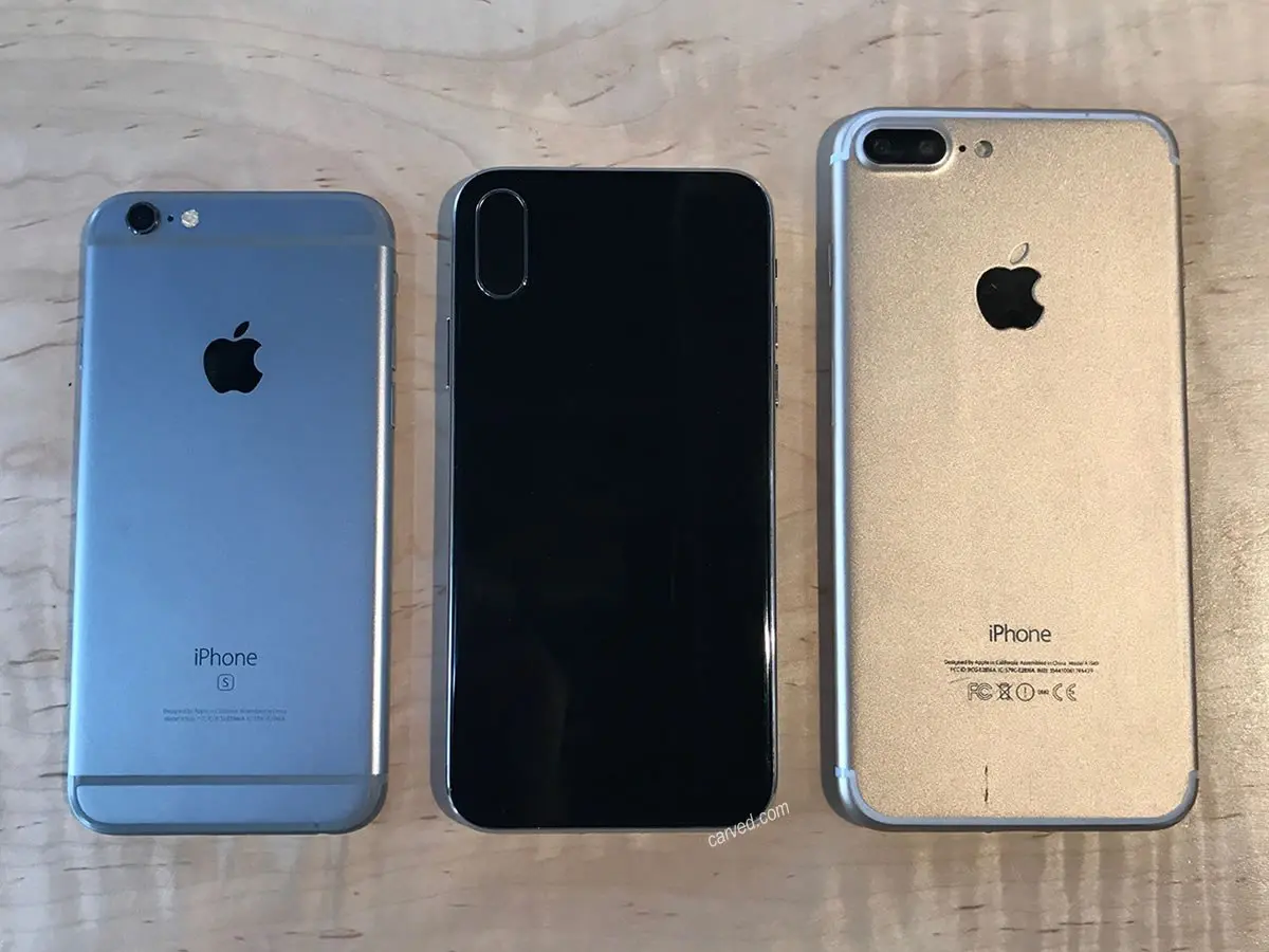 iPhone 8｣のモックアップと｢iPhone 6s｣や｢iPhone 7 Plus｣を比較した