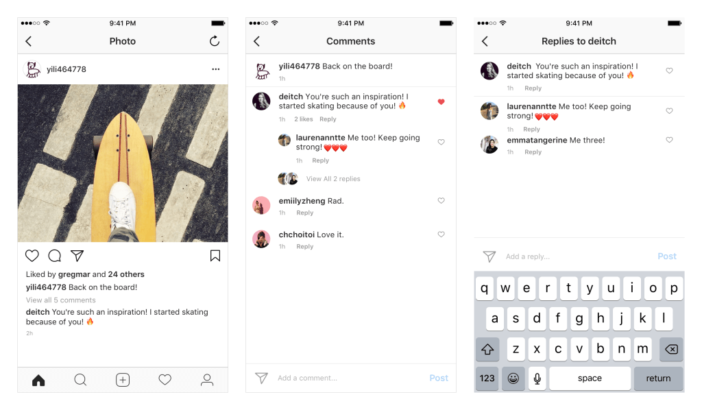 Instagram、コメント欄をスレッド表示に変更