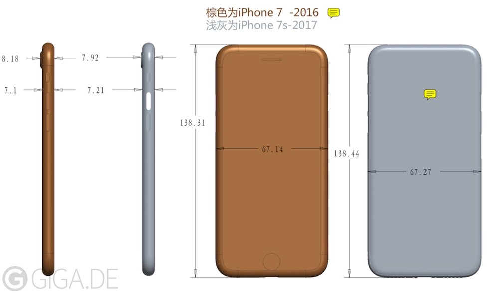 ｢iPhone 7s｣の詳細な寸法が明らかに?? ｰ ｢iPhone 7｣より僅かに大きくなる模様