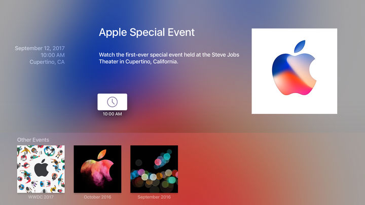 Apple、｢iPhone 8｣発表イベントを前に｢tvOS｣向け｢Apple イベント｣アプリをアップデート