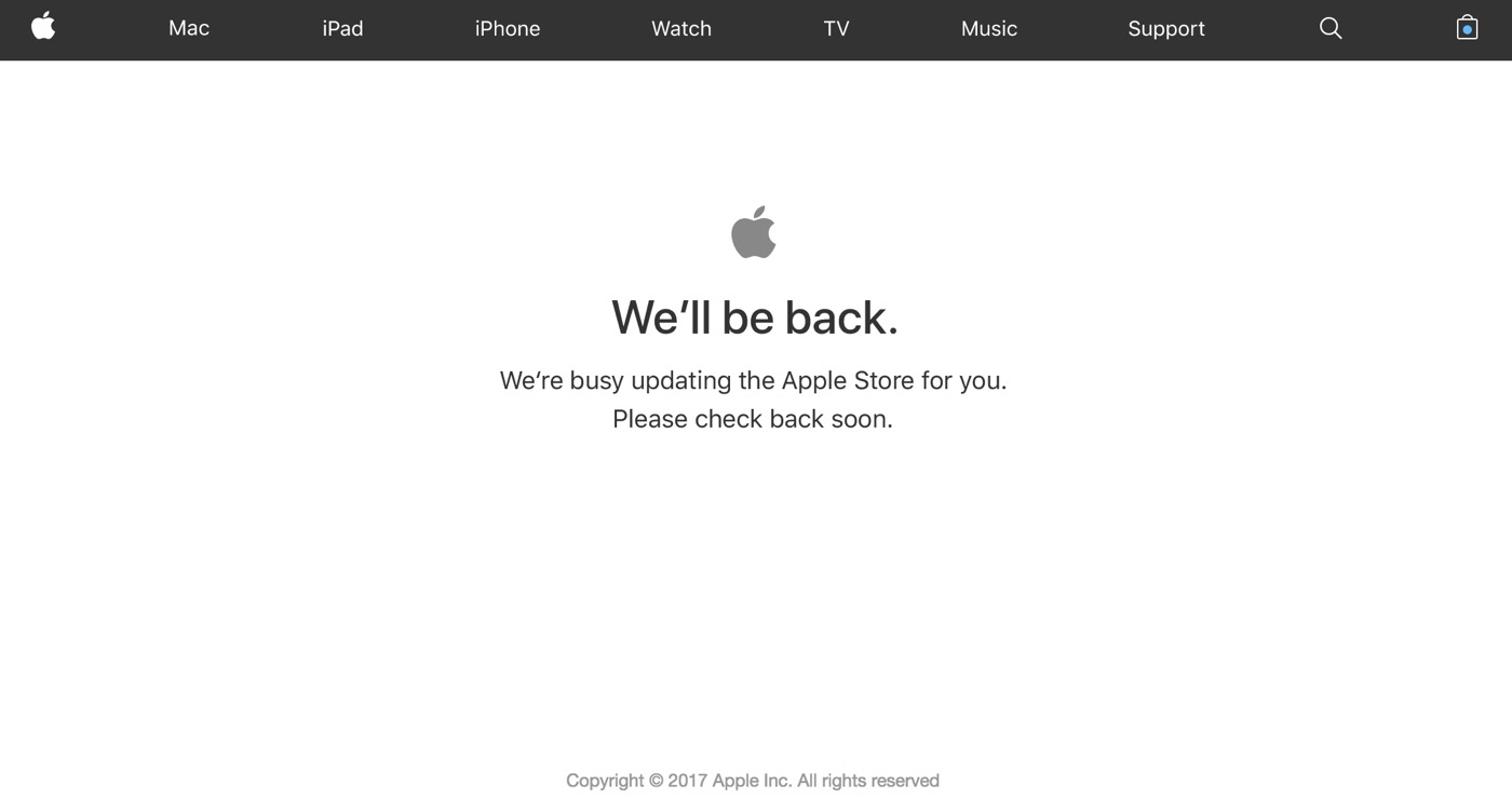 Apple公式サイトが｢We’ll be back.｣に…