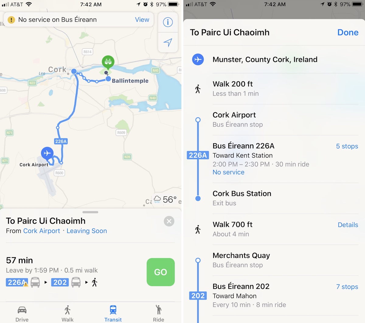 Appleの｢マップ｣アプリの乗換案内機能、新たにアイルランドでも利用可能に