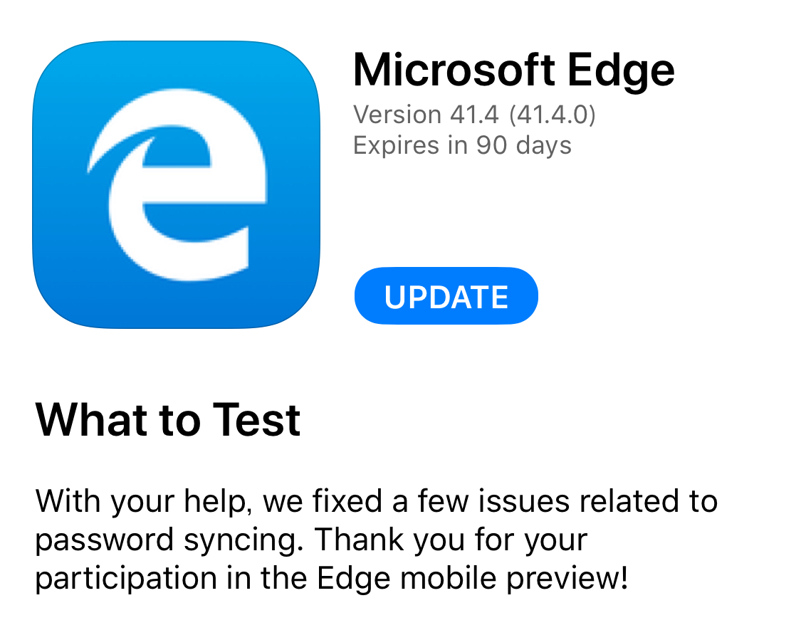 Microsoft、｢Microsoft Edge for iOS｣の最新のベータ版（ver 41.4.0）を公開