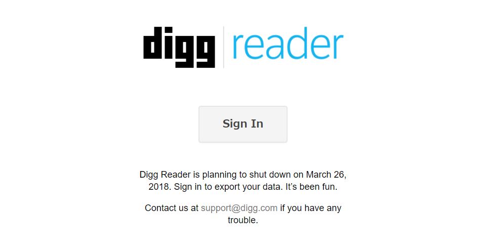 Digg、RSSリーダーサービス｢Digg Reader｣を3月26日で終了へ