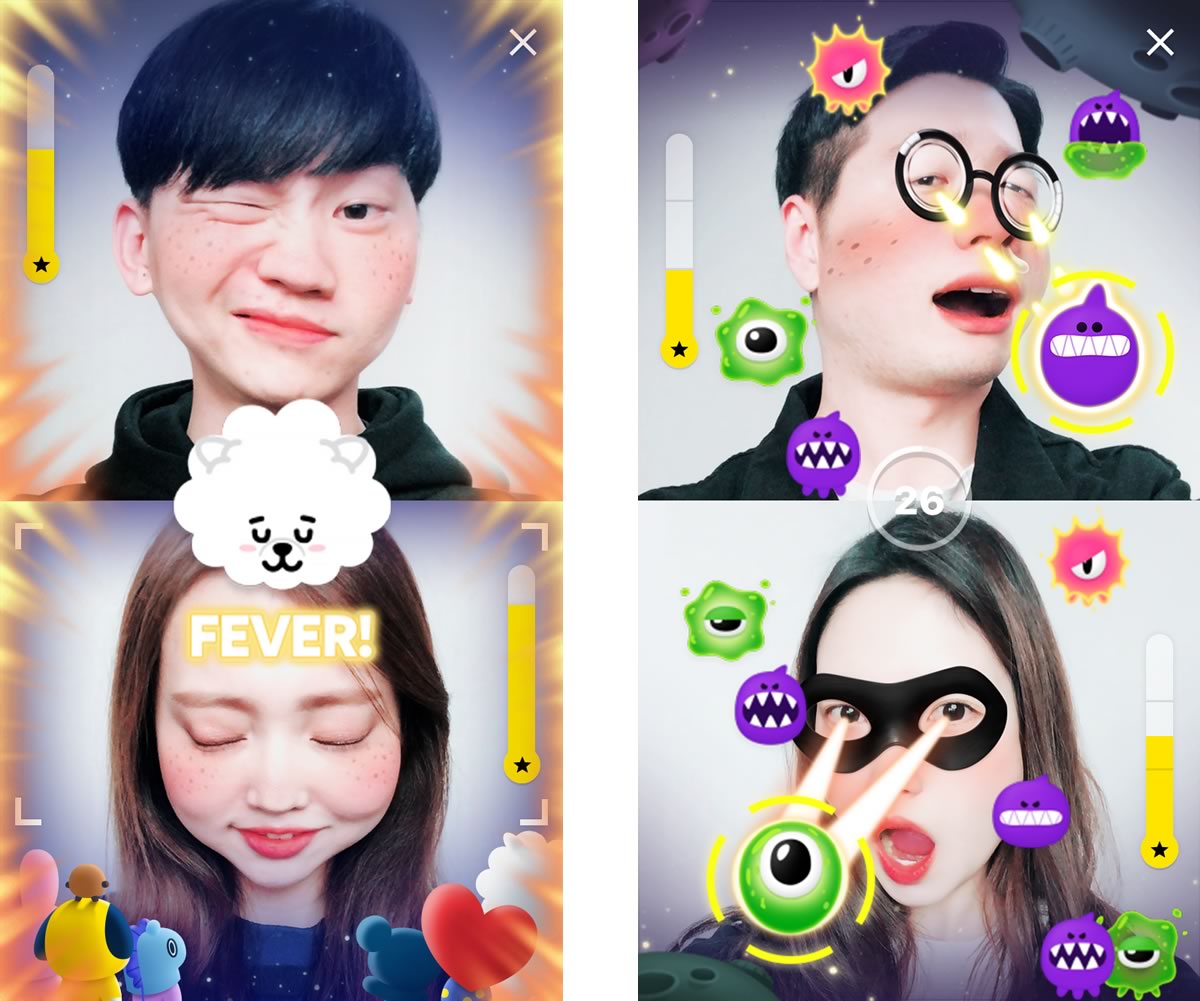 LINE、トークルームで｢顔｣を使って友だちとバトル出来る無料ゲーム｢Face Play｣を発表