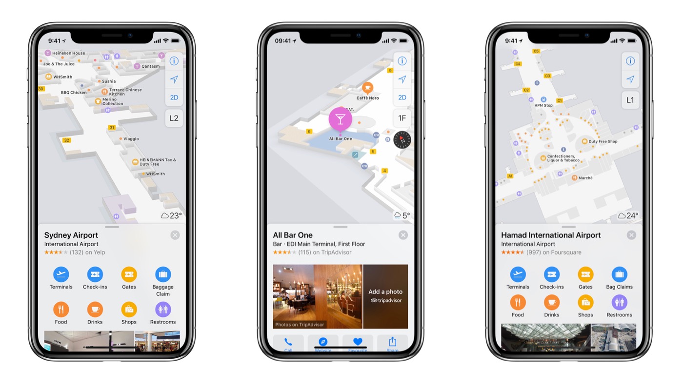 ｢iOS 11｣の｢マップ｣アプリ、新たに3つの空港の屋内マップに対応