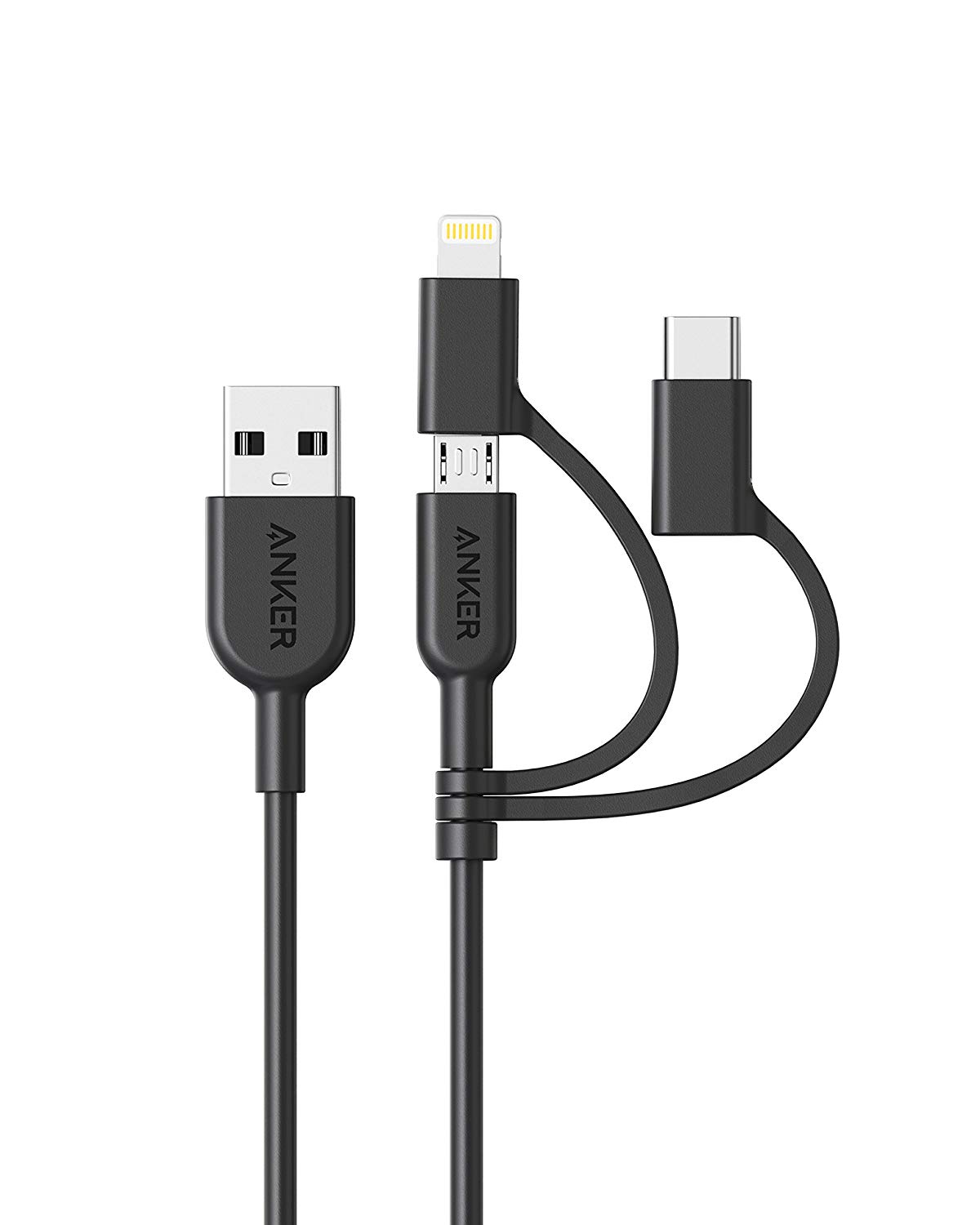 Anker、Micro USBとUSB-CとLightningコネクタを1つにまとめた｢Anker PowerLine II 3-in-1 ケーブル｣を発売