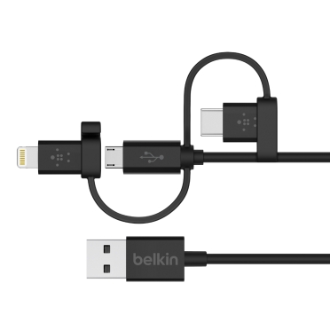 ベルキン、1本のケーブルにLightning/micro-USB/USB-Cコネクタを搭載した｢ユニバーサルケーブル｣を明日に発売へ