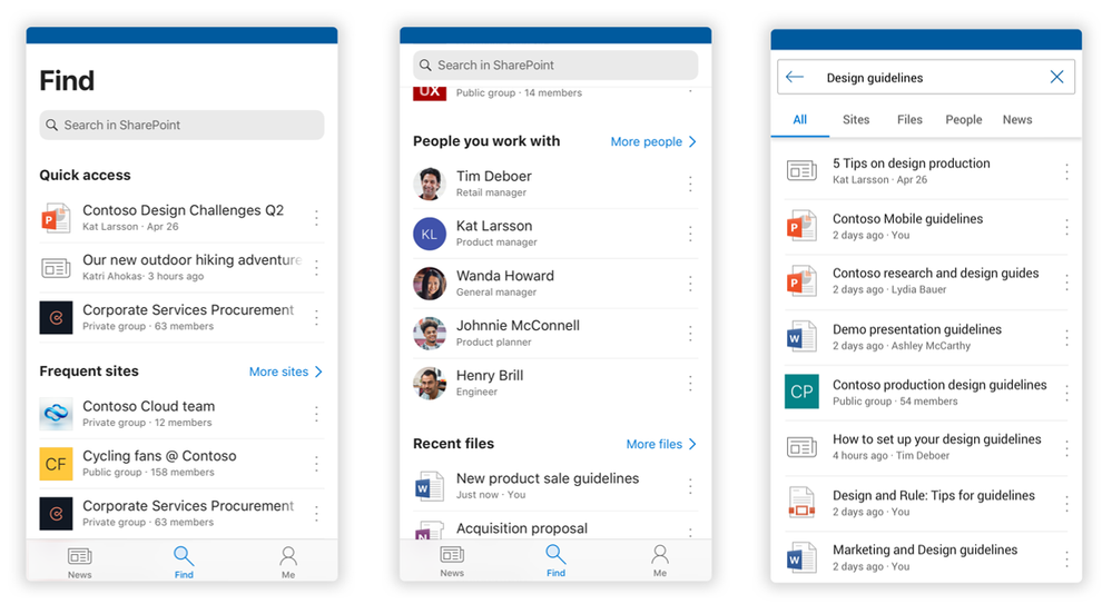 Microsoft、｢SharePoint｣のモバイル向けアプリの刷新を発表 − 新しい検索タブなどが特徴に