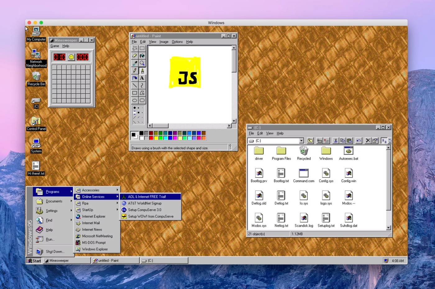 ｢Windows 95｣がWindows/macOS/Linux上で動作するアプリに