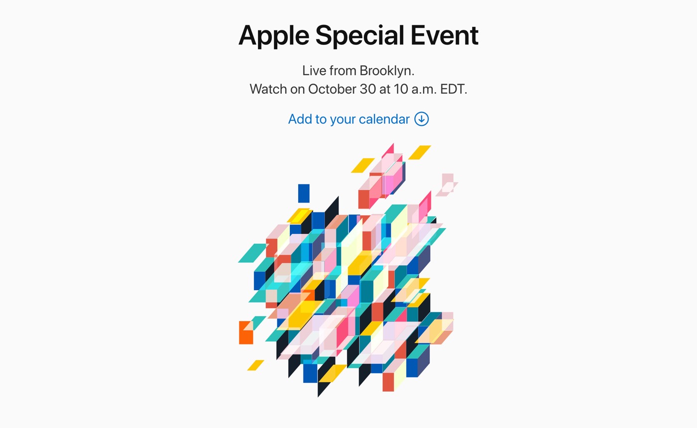 Apple、10月30日にスペシャルイベントを開催することを発表