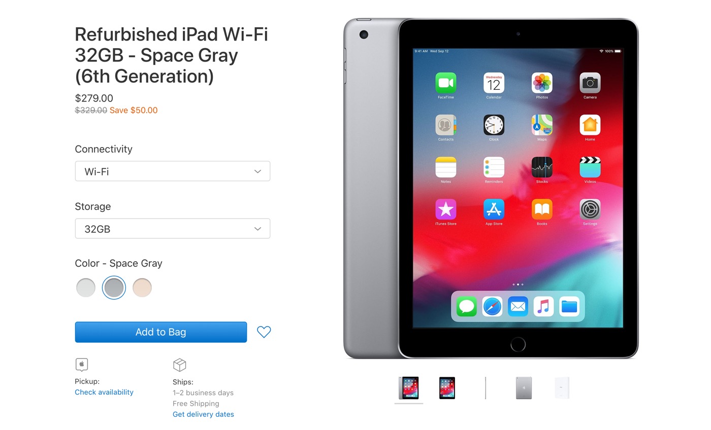 Apple、米国で｢iPad (第6世代)｣の整備済み品を販売開始
