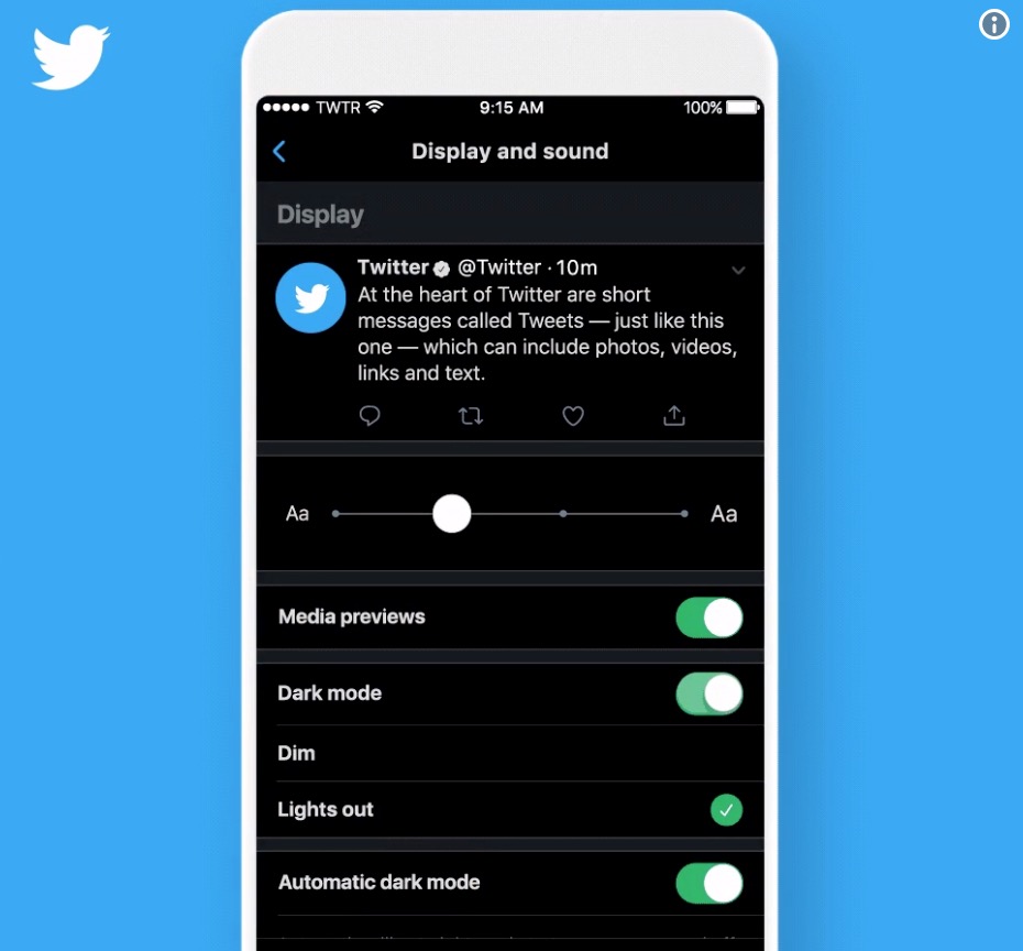 Twitter、モバイル向け公式アプリに真のダークモードである｢Lights out｣モードを正式に導入