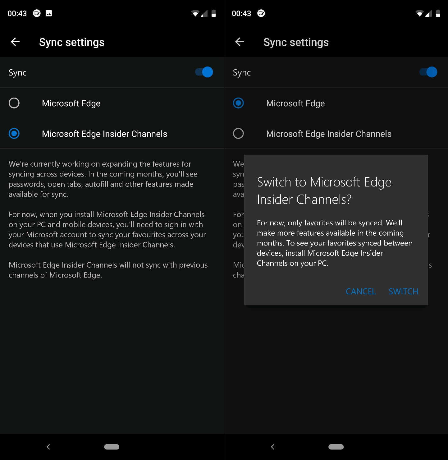 ｢Microsoft Edge for Android｣のベータ版、Chromium版｢Edge｣とお気に入りの同期が可能に
