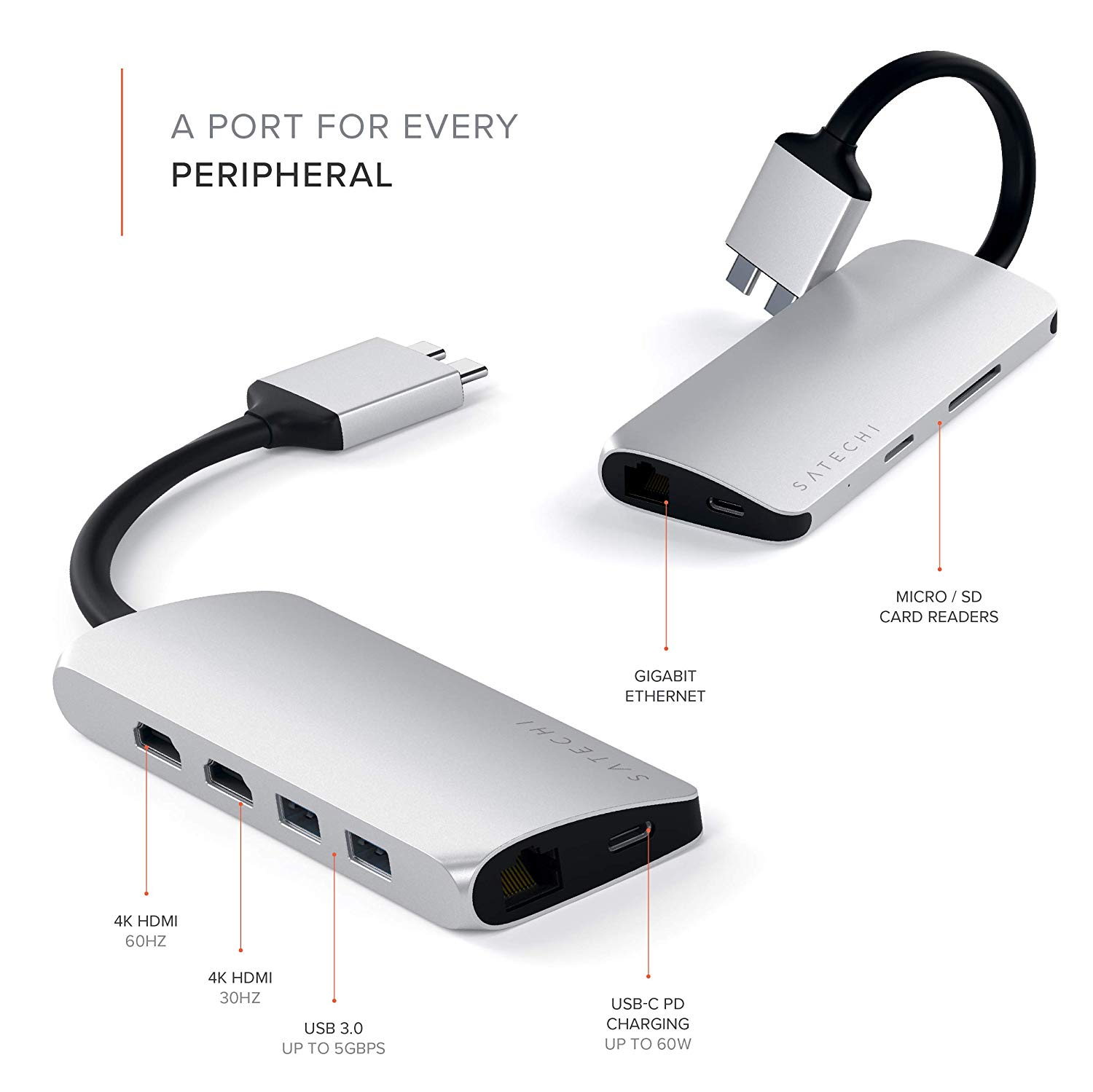Satechi、｢MacBook Pro/Air｣向けの新型USB-Cハブ｢Type-C デュアル マルチメディア アダプター｣を発売
