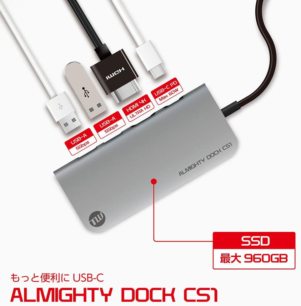 フォーカルポイント、最大960GBのSSD内蔵USB-Cハブ｢ALMIGHTY DOCK CS1｣の一般販売を開始