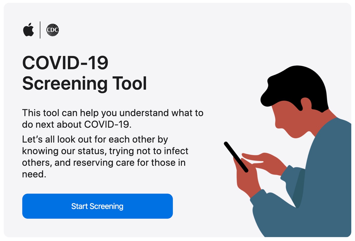 Apple、米国で新型コロナウィルスの自己診断アプリとサイトを公開
