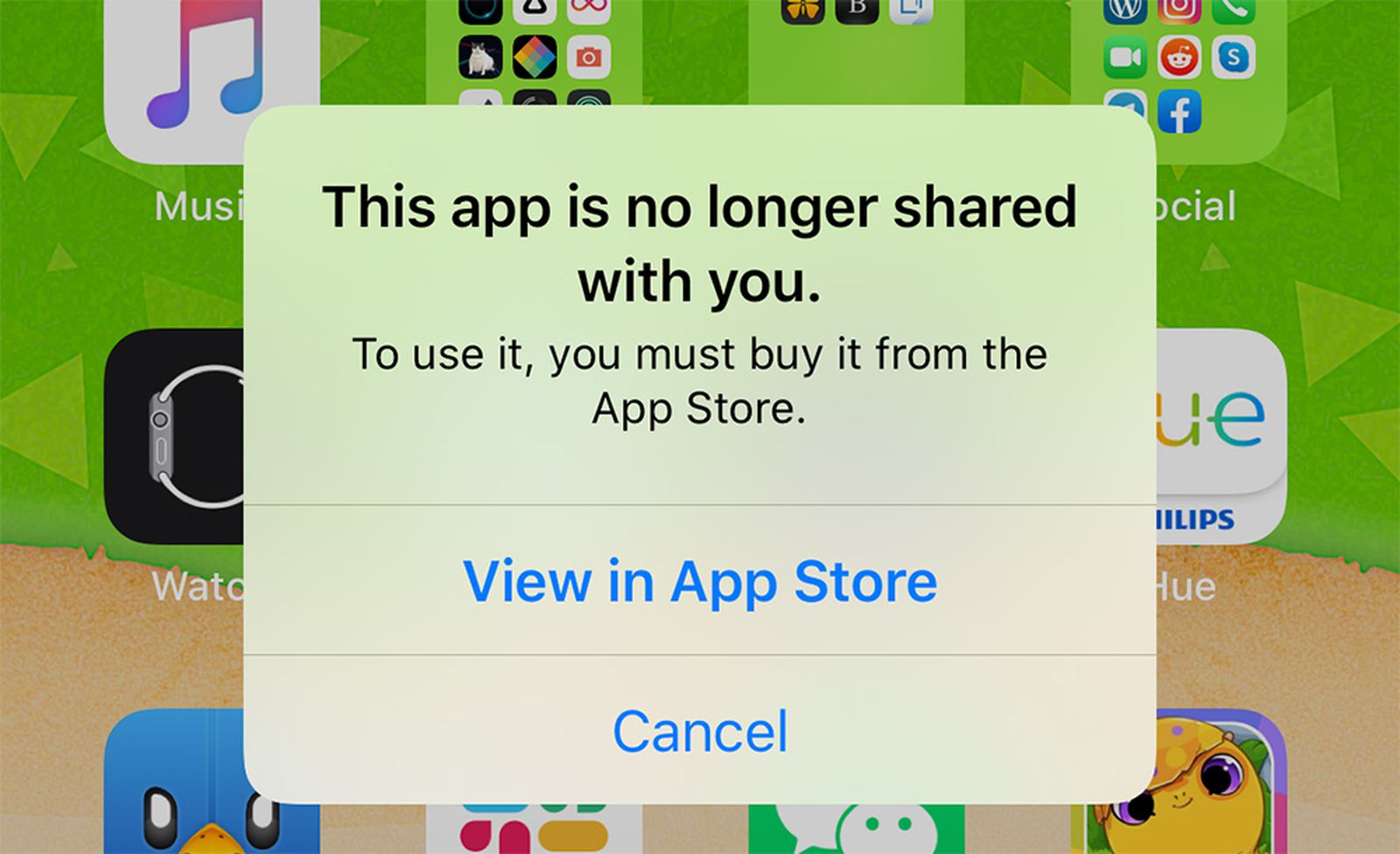 ｢iOS｣の一部ユーザーで｢このAppの共有は取り消されました｣との警告が出てアプリが開けない不具合が発生中