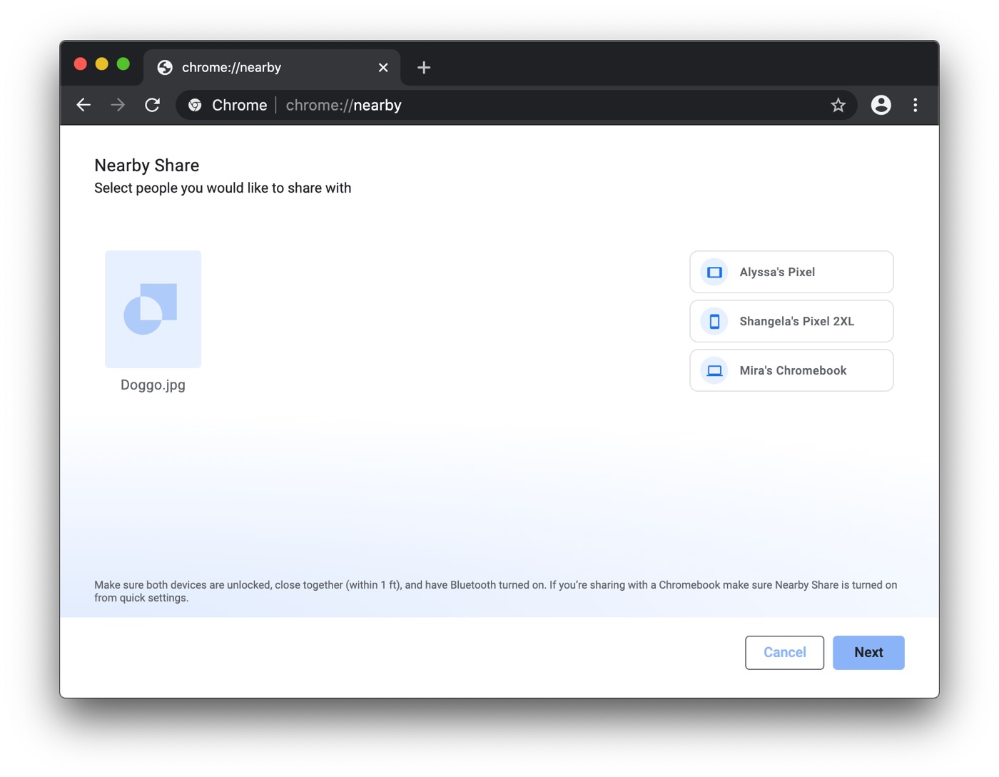 Googleのファイル共有機能｢Nearby Share｣がMac版Chromeでもテスト的に利用可能に