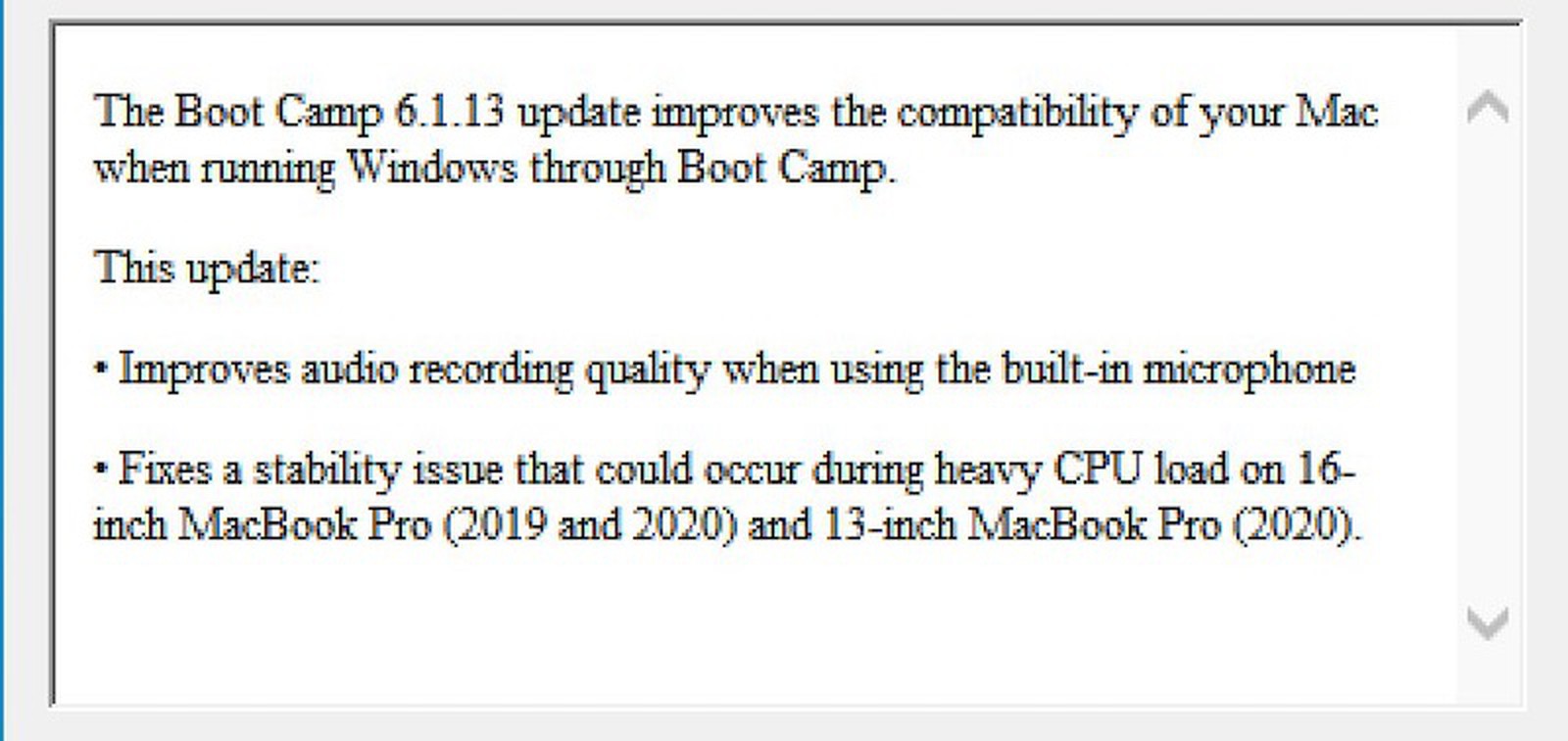 ｢Boot Camp｣の最新版のリリースノートに｢MacBook Pro 16インチ｣の未発表モデルの名前が