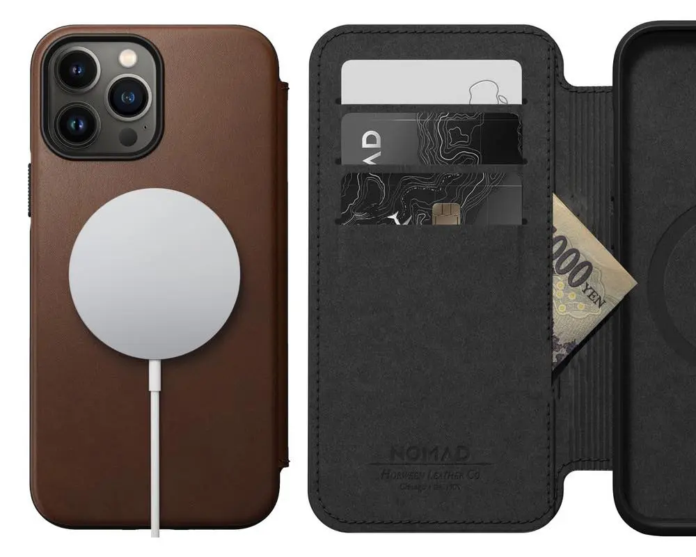 horween レザー NOMAD FOLIO iPhone13PROケース Modern Leather Folio - iPhone 13 Pro | Black | Horween® | NOMAD®