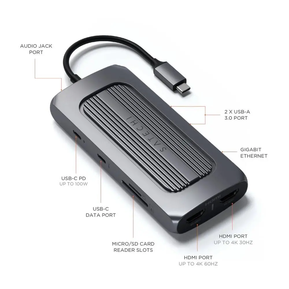 Satechi USB-C マルチハブ 本体 Satechi、M1 Macでデュアルディスプレイが可能なハブ｢Satechi USB-C