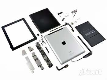 ｢TECHNO-FRONTIER 2012｣にて分解された｢iPhone｣や｢iPad｣が展示される模様